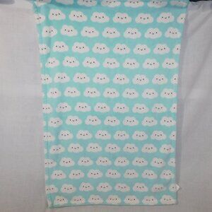 Little Miracles Blue White Happy Clouds Plush Fleece Baby Throw Crib Blanket